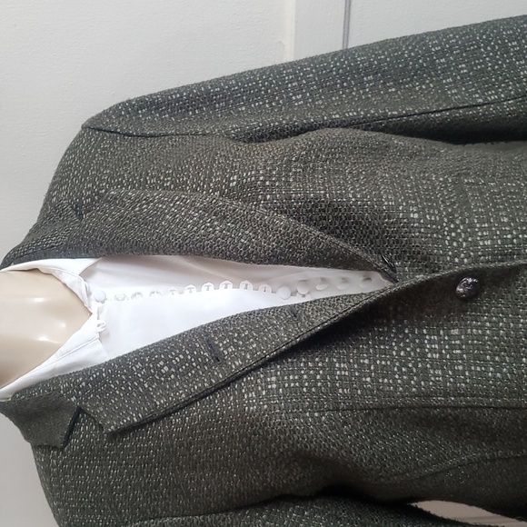Coldwater Creek Olive Green Textured Tweed Wool Blend ButtonUp Blazer Jacket Sz8 - Picture 3 of 11